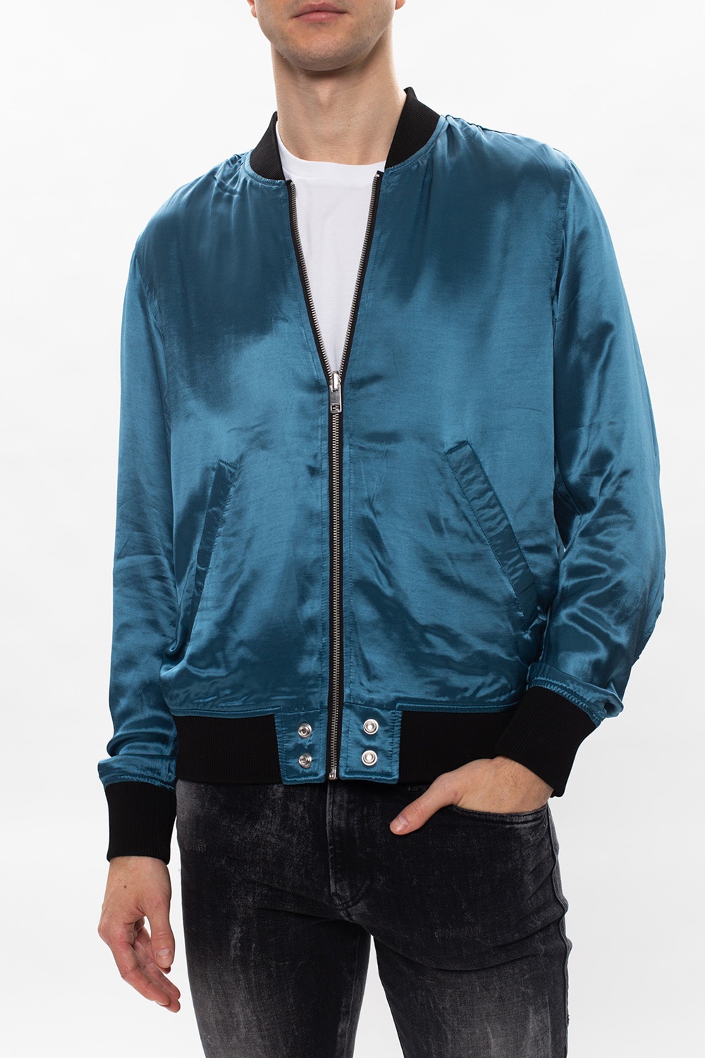 Diesel Bomber jacket | IetpShops | cotton long-sleeve T-shirt Blu